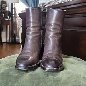 Frye Brown Leather Ankle Boots